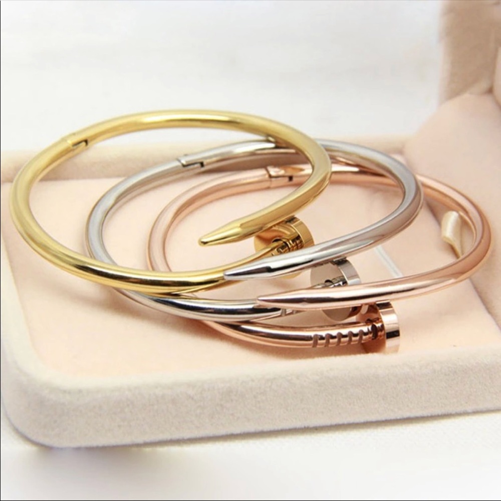 Nail Stainless Steel Bangle Bracelet - Picture 6 of 7